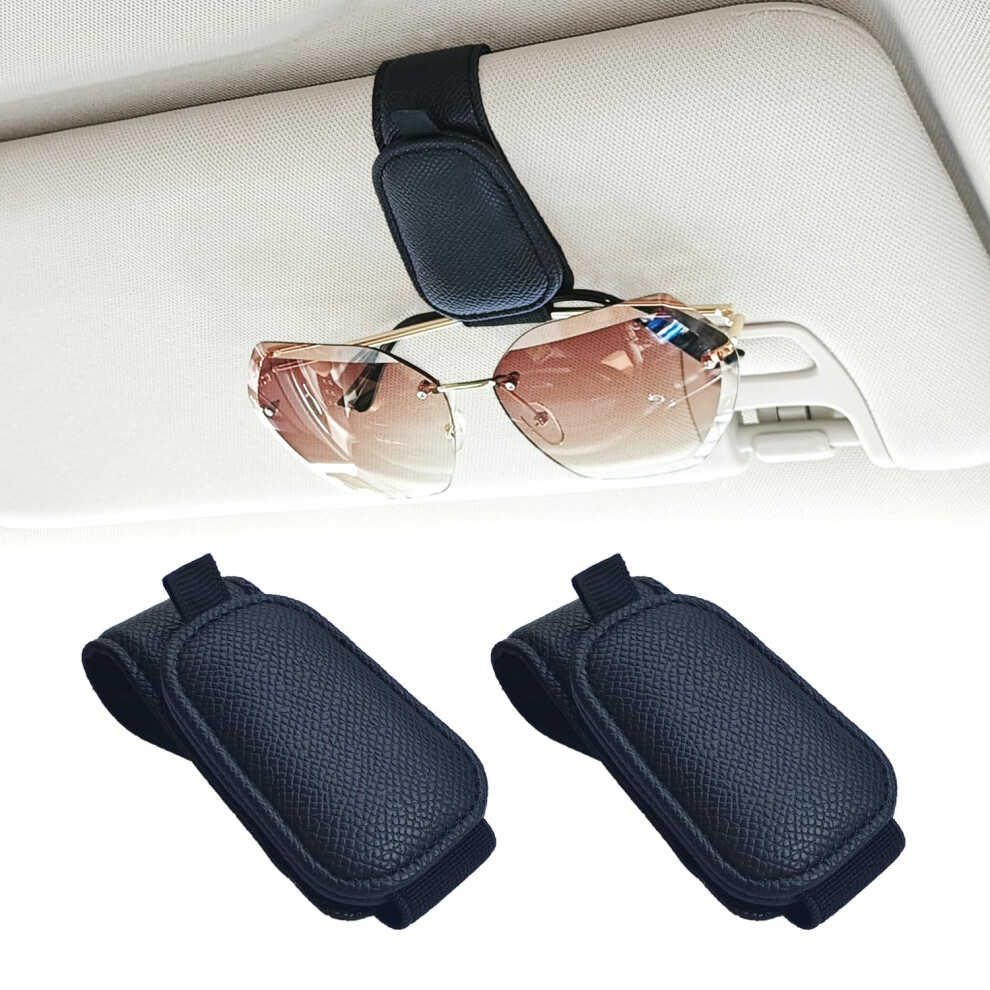 Yuoyar 2 Packs Magnetic Sunglass Holder For Car Visor - Sunglasses Clip For Car Visor Universal Fit For Different Size Eyeglasses - Convenient Interio Black 676351256115
