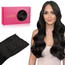 WENNALIFE Clip-in Human Hair Extensions 14 Inch 120g 7 stuks Natuurlijk Zwarte Haarextensies Clip-in Human Hair Korte Rechte Remy Clip-in Haarextensie