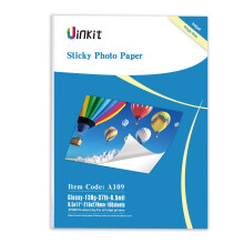 Uinkit 100 vellen printbaar glanzend stickerfotopapier 8,5x11 vel inkjet zelfklevend fotopapieretiket voor scrapbooking met merklogo