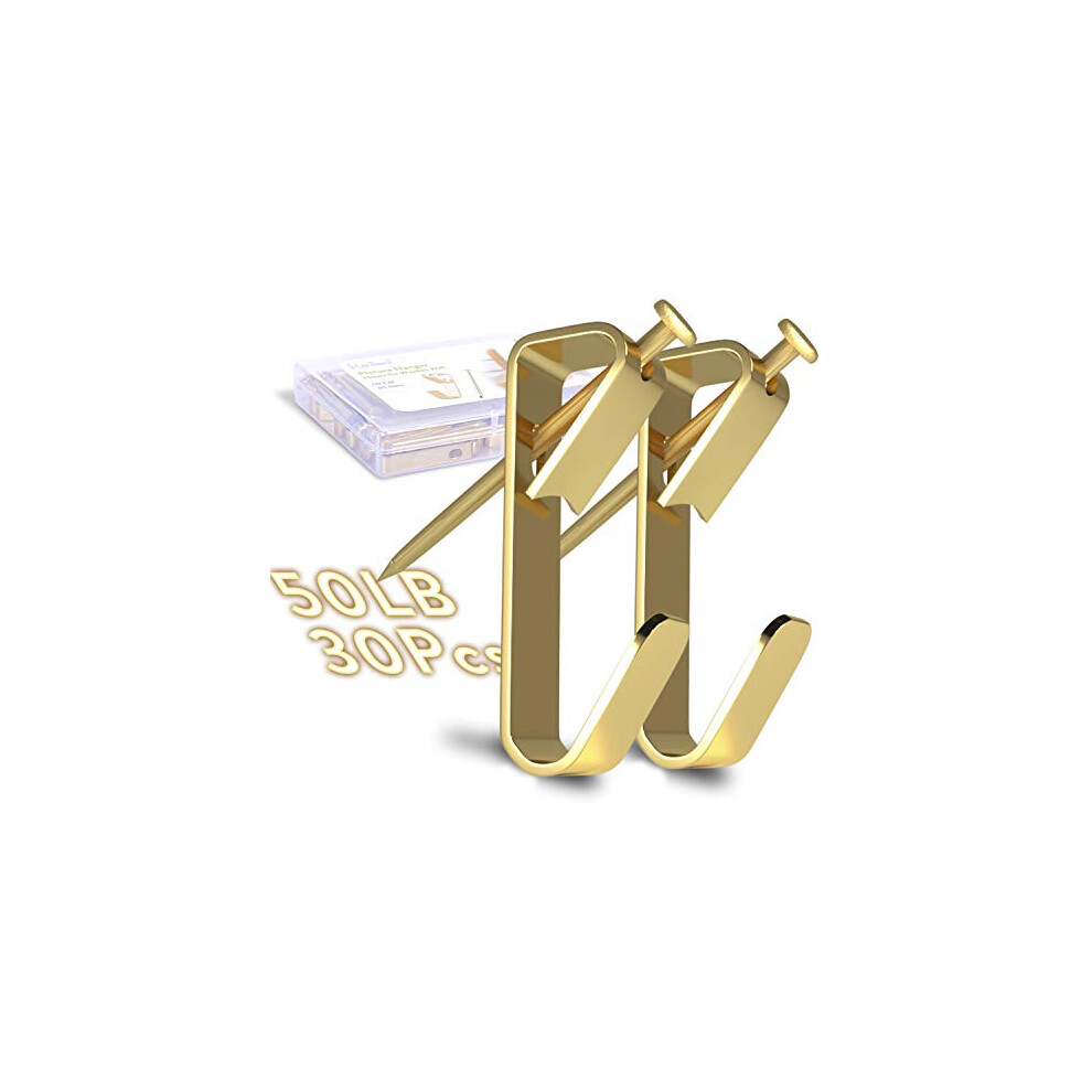 Picture Hangers Picture Hooks For Hanging Pictures 50Lb Frame Hooks Picture Hangers Heavy Duty Hardware Hanger Kit 30Pcs Wooden Wall Painting Hangers 658437967023