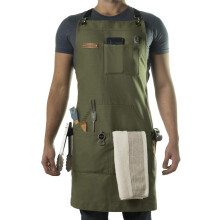 Asaya Chef BBQ and Work Apron with Bottle Opener and Hand Towel - Durable 10oz Cotton Canvas Brass Hardware and Cross Back Straps - For Men Women