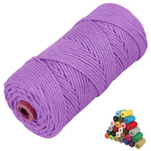 Macrame Cord 3mm x109 Yards Colored Macrame Cotton Cord 4 Strand Twisted Macrame Yarn Natural Cotton Cord Perfect Macrame Supplies for DIY Crafts Kn
