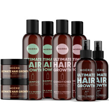 Moerie Hair Care Set - Shampoo Conditioner Hair Mask and Spray Mega Pack - Volumizing Softening Thickening for Longer Thicker Fuller Hair - Para