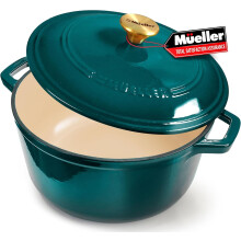 MELLERHOME 4.5 QT Enameled Cast Iron Dutch Oven Heavy-Duty Casserole Dish and Braiser Pan with Lid and Stainless Knob Safe for All Cooktops Ho