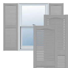 Ekena Millwork Lifetime Vinyl LL1S14X02500PG Standard Cathedral Top Center Mullion Open Louver Vinyl Shutters w/Installation Shutter-Lok's & Matchin