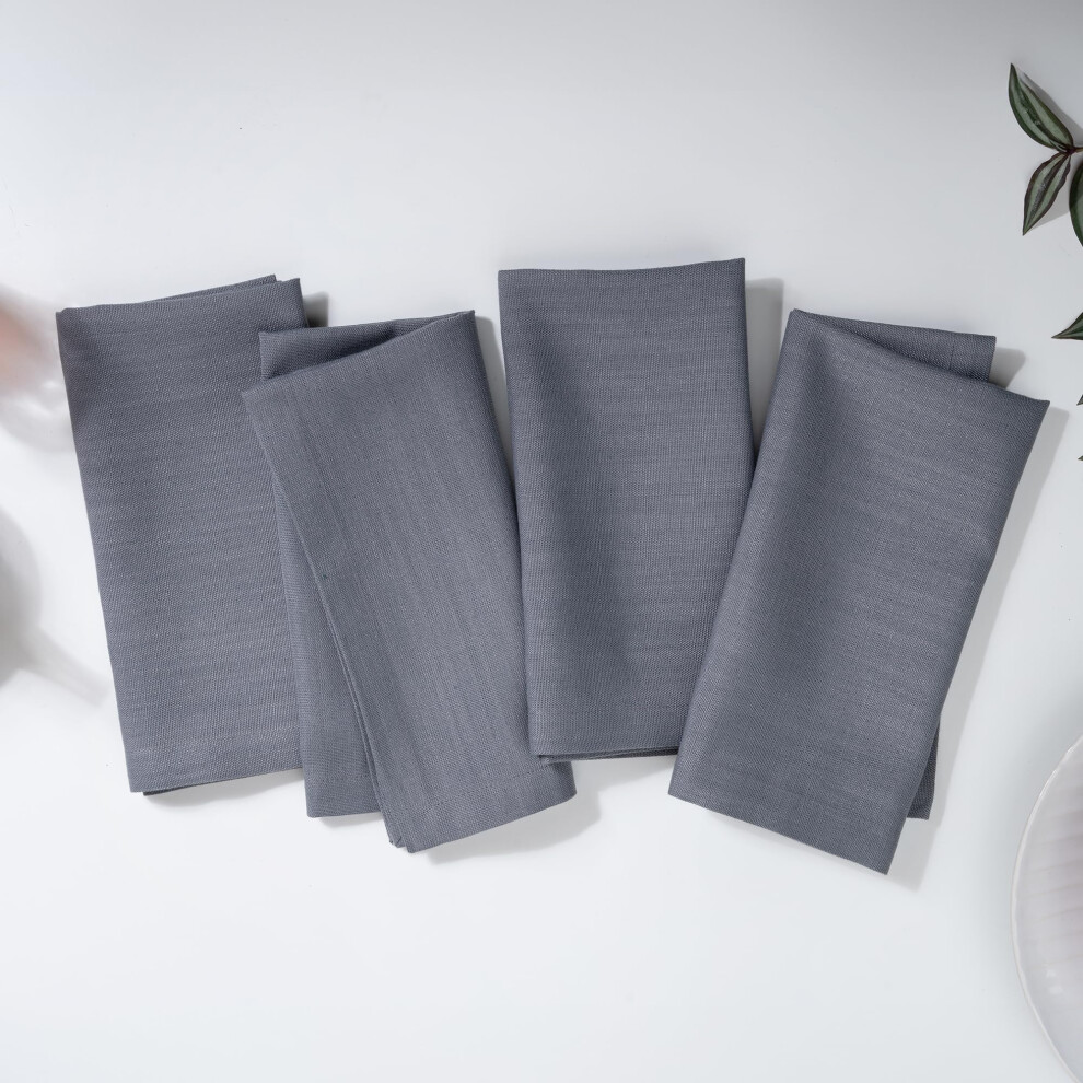 Serviettes en tissu D'Moksha Homes 20 x 20 pouces, lot de 4 - Serviettes en imitation lin gris anthracite - Serviettes r   utilisables lavables en