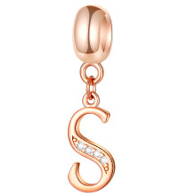 Letter S Charms Initial A-Z Alfabet Kralen - Rose Goud Authentiek 925 Sterling Zilver Letra Dangle Letra Ketting Hanger passen Pandora Style Armbande