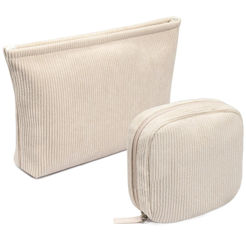 Kotora 2 Pcs Corduroy Makeup Bag For Purse Preppy Makeup Bags Travel Accessories Small Makeup Bag With Zipper Makeup Bag Organizer Preppy Stuff Coin P