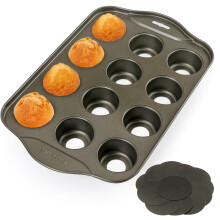 Cyimi Mini Muffin Pan 12 Cups met verwijderbare bodem Anti-aanbak Cupcake Pannen voor het bakken Mini Muffin Cheesecake Tin voor Oven 12 Holten Premi
