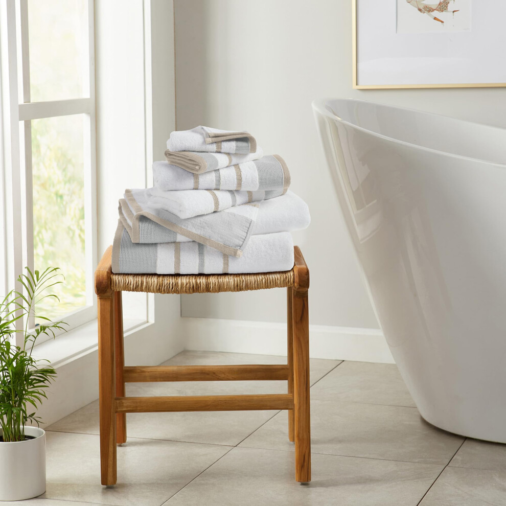 Decorative Bath Towel Set - Combed Cotton 6 Piece Towel Set - 2 Bath Towels  2 Hand Towels  2 Washcloths - Luxurious  Ultra-Soft  Durable Towels for B-image-OPC-PGGBRCB-NEW