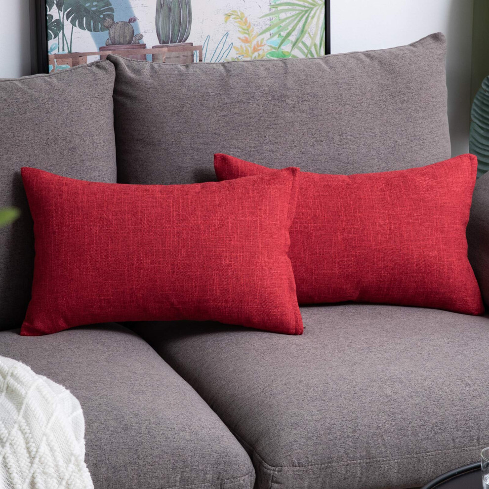 Housses de coussin lombaires Anickal pour la Saint-Valentin, 30,5 x 50,8 cm, lot de 2, d   corations de No   l en lin rustique rouge, pour canap   , d