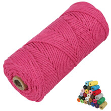 Macrame Cord 3mm x109 Yards Colored Macrame Cotton Cord 4 Strand Twisted Macrame Yarn Natural Cotton Cord Perfect Macrame Supplies for DIY Crafts Kn