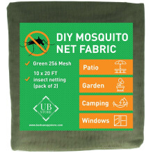 Green DIY Mosquito Net Fabric | 10x20 FT Netting 2 Pack | Insect Cover for Garden Patio Outdoor & Windows | Multiple Sizes in Black White & Green |