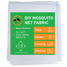 White DIY Mosquito Net Fabric | 10x10 FT Netting 2 Pack | Insect Cover for Garden Patio Outdoor & Windows | Multiple Sizes in Black White & Green |