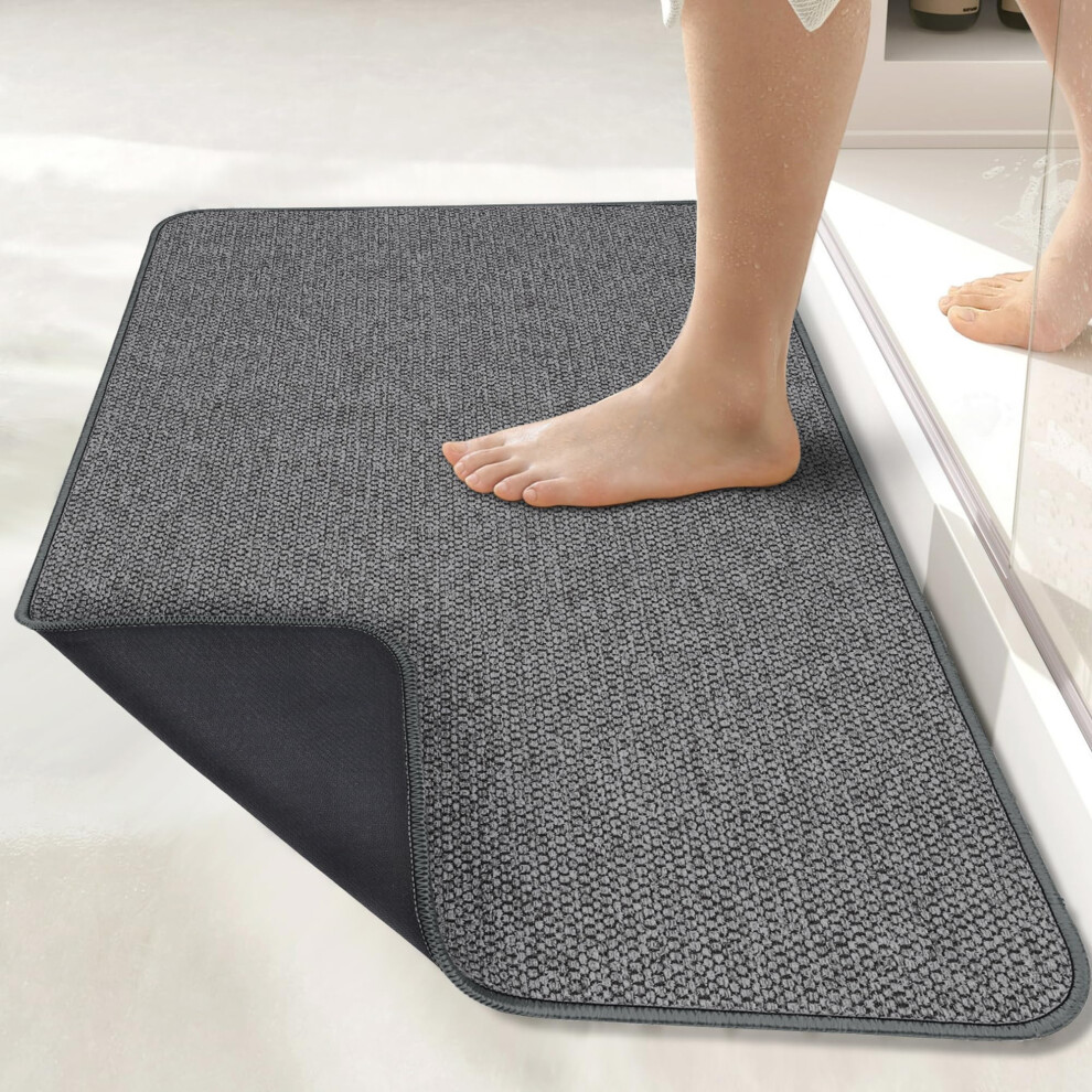 Tapis De Bain Bosap Ultra Fin En Caoutchouc S Chage Rapide, Lavable, Super Absorbant, Id Al Sous Une Porte, Pour Salle De Bain, Douche, Lavabo-image