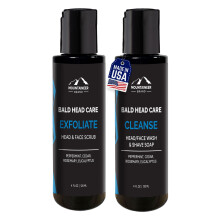 Mountaineer mrka kopasz fejpol frfiaknak | Exfoliate (4oz) s Cleanse sampon (4oz) | Teljesen termszetes hmlaszt fej- s arcradr | Hidratl