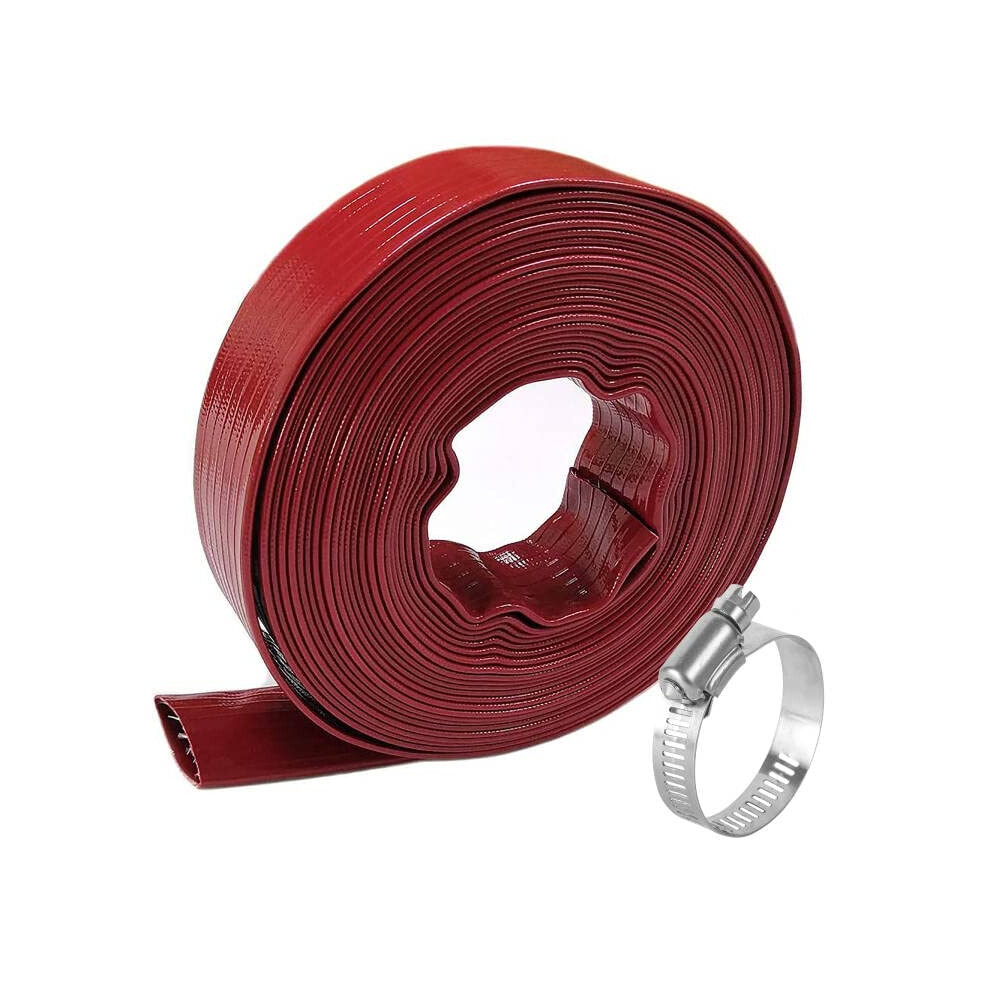 1 12 IN x 50 FT PVc Backwash Hose  Industrial grade Extra Heavy Duty Discharge Hose  Thick19mm Weather and Burst Resistant  with Hose clamp Family Agr