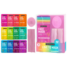 Freeman Facial Love To Mask 14-delig variatiepakket: olie-absorberende klei, ontgiftende houtskoolzuiverende peel-off, hydraterende gelcr?e, exfoli?e