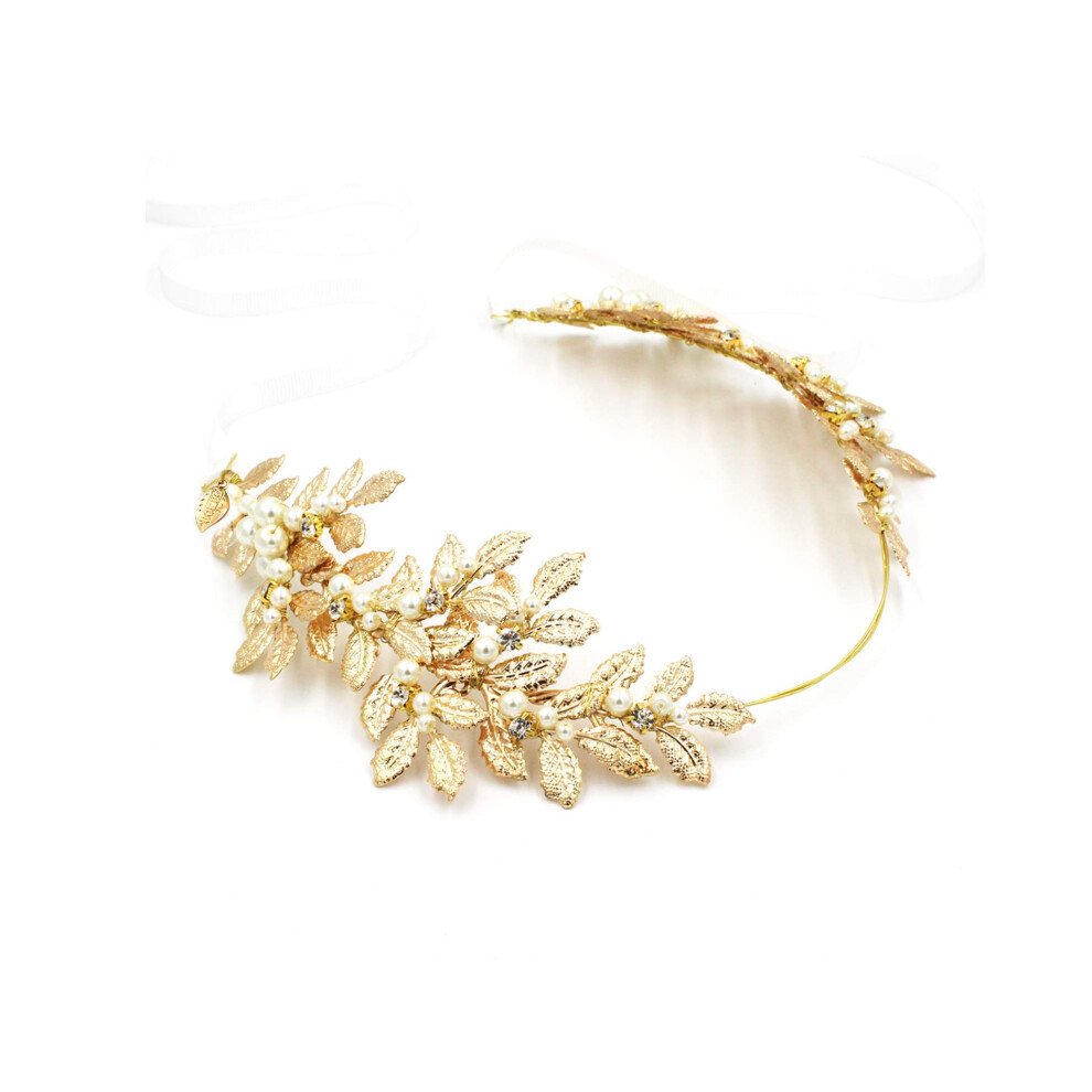 Oumou Cinta Blanca En Los Dos Extremos Para Atar Un Lazo. Accesorio Para El Cabello. Tocado De Novia Con Delicadas Perlas, Dise O De Diosa Romana-image