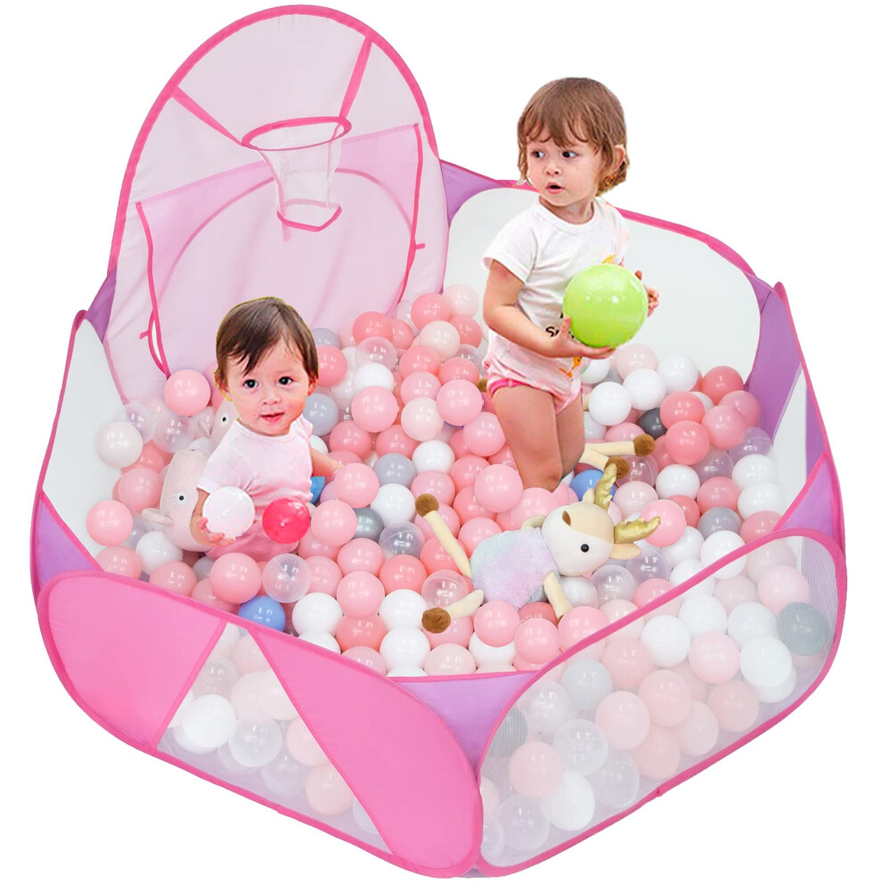 Kids Ball Pit Large Pop Up Childrens Ball Pits Tent For Toddlers Playhouse Baby Crawl Playpen With Basketball Hoop And Zipper Storage Bag 4 Ft Eocolz