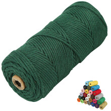 Macrame Cord 3mm x109 Yards Colored Macrame Cotton Cord 4 Strand Twisted Macrame Yarn Natural Cotton Cord Perfect Macrame Supplies for DIY Crafts Kn