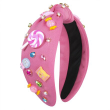 Csoms fejpnt noknek Nyalka Candy Charms Kristly kszerekkel dsztett felso csoms hajpnt, szles turbnos hajpnt Vicces ajndkok lnyoknak no