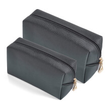Sohynca 2pcc set PU Leather Cosmetic Bag for Women Minimalism Makeup Bag for Daily Use Portable Storage Purse Small Neat Cosmetic Pouch Water-resistan
