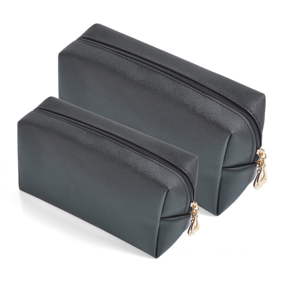 Sohynca 2Pcc Set Pu Leather Cosmetic Bag For Women Minimalism Makeup Bag For Daily Use Portable Storage Purse Small Neat Cosmetic Pouch Water-Resistan