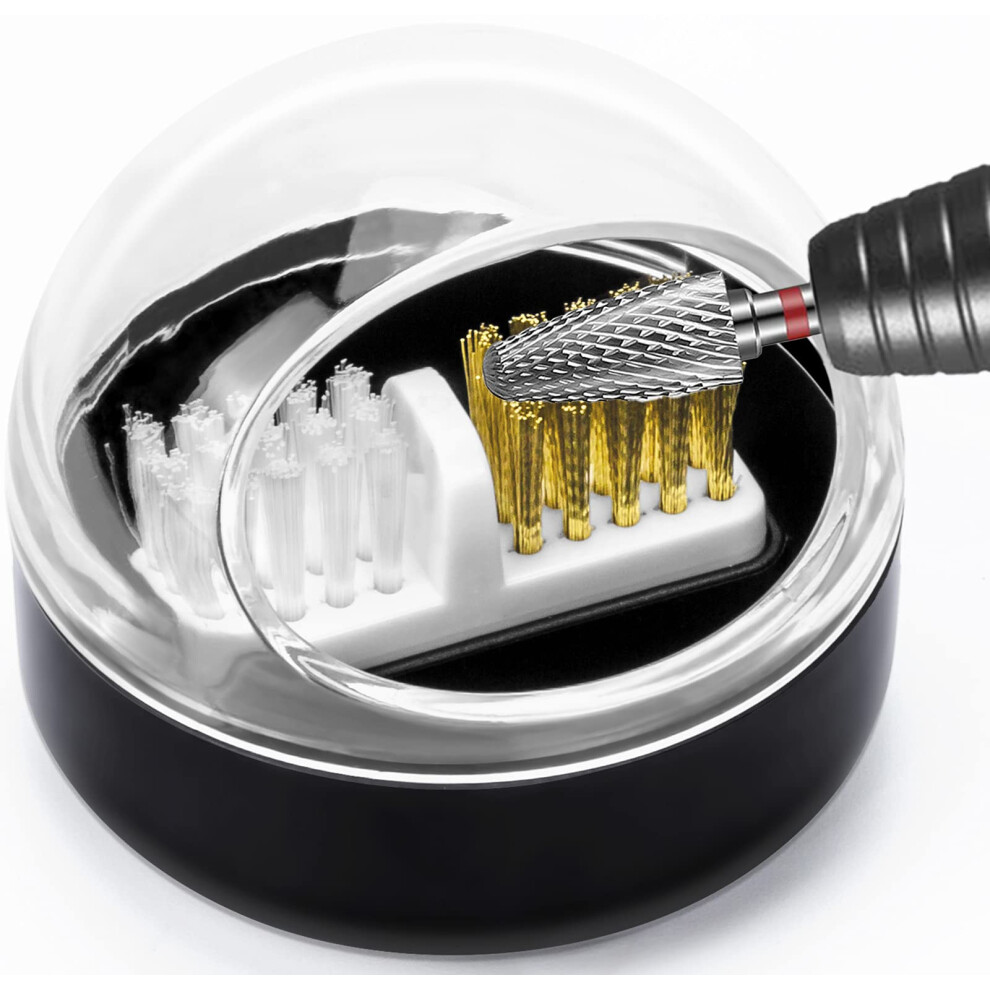 Hianne Nail Art Cleaner-Gereedschapskoffer Met Stalen Draadborstel En Nylon Borstel Voor Het Reinigen Van Hardmetalen/Keramische Nagelboortjes. Anti-S-image