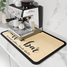 DK177 Kaffeematte, Kaffeebarmatte, fleckenabsorbierende Abtropfmatte mit wasserdichter Gummir   ckseite, passend unter Kaffeemaschine, Kaffeemaschi