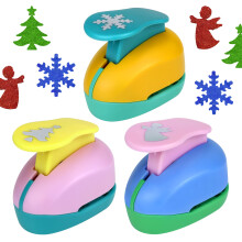 3Pcs Hole Punch Single Hole Puncher with Christmas Tree Angel Snowflake Shape Punch 1 Inch Paper Punches Tool Candy Color Lever Punch for Paper Crafts