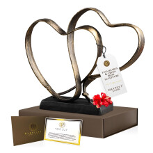 UTOPISH Wedding Anniversary Couples Gift - Two Hearts and Cross Iron Sculpture Heart Decoration Gift for Her and Him 1st to 50th or 60th Anniversary