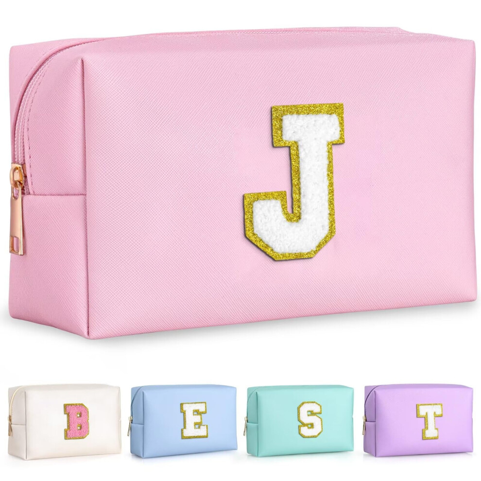 Topeast Birthday Gifts For Girls Travel Makeup Bag Chenille Letter Pouch Cosmetic Bag Makeup Travel Organizer Monogrammed Bridesmaid Gifts For Wome