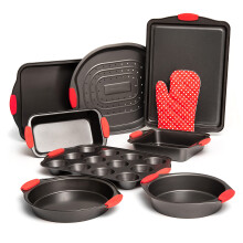 Moss & Stone 9 Pieds Baking Pans Set Not Stick Four SAFE SAFE PAYE SETT SETTRE ACIER DE CARBON PTFE PTFE PTFE POUR LES VOYAGES CHATEUR CHAUD