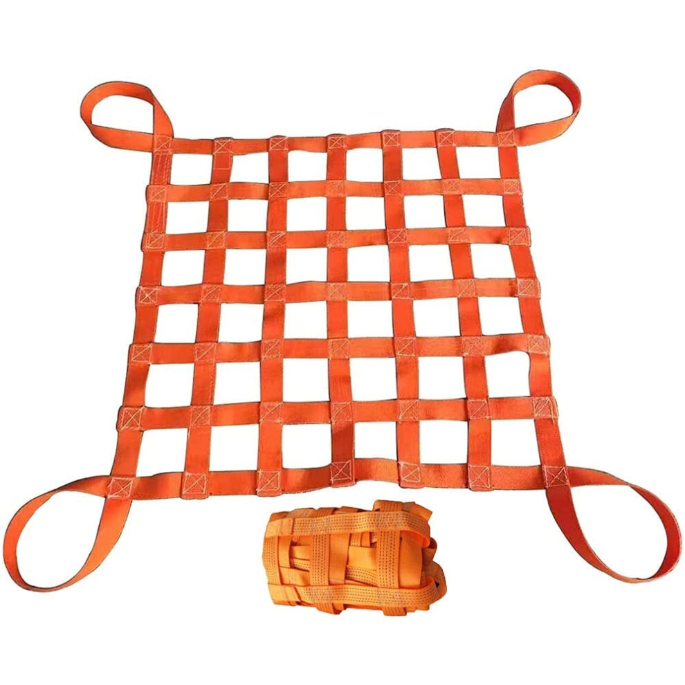 Earthtec Flat Nylon Sling Hoisting Net Loading And Unloading Heavy Objects 10Cm Square Mesh Tear Resistance For Construction Rigging Moving Towing Hoisting Wo