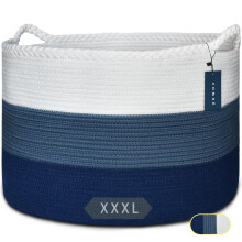 COMSE Extra Large Blanket Basket Storage Basket Laundry Basket 21.7x 13.8 Laundry Hamper Cotton Rope Basket Blanket Basket Living Room Toy Bask
