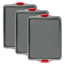Poux de boulangerie antiadhesive premium - Ensemble de 3 bornes de chane en acier en carbone a calibre lourde et resistants a la rouille - plate