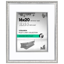 Americanflat 16x20 Picture Frame with Decorative Inner Mat Accent - Displays 11x14 Photos with Mat or 16x20 Without - Veranda Collection - Silver Vint