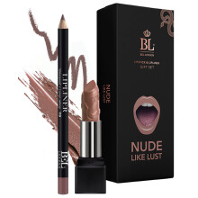 Set di matita labbra e rossetto BL Color Matched (nude) - Set di rossetto e matita labbra Argan a lunga durata a copertura totale con oli natural