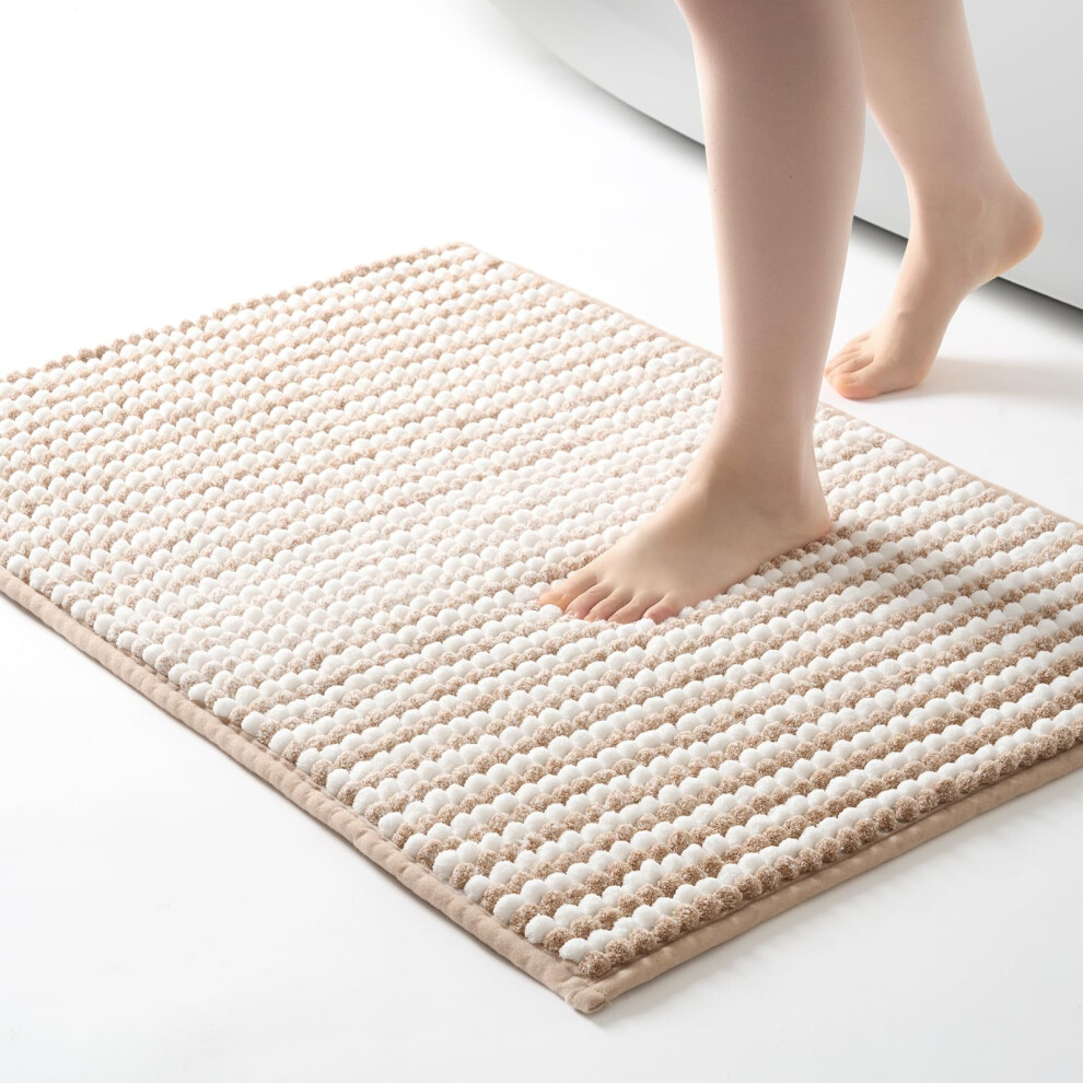 Tapis de salle de bain FRESHMINT Chunky Ombre Chenille 61 x 91 cm Grand tapis de bain doux et absorbant pour sol de salle de bain    pais antid   rap