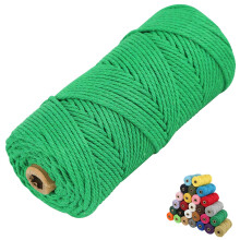 Macrame Cord 3mm x109 Yards Colored Macrame Cotton Cord 4 Strand Twisted Macrame Yarn Natural Cotton Cord Perfect Macrame Supplies for DIY Crafts Kn