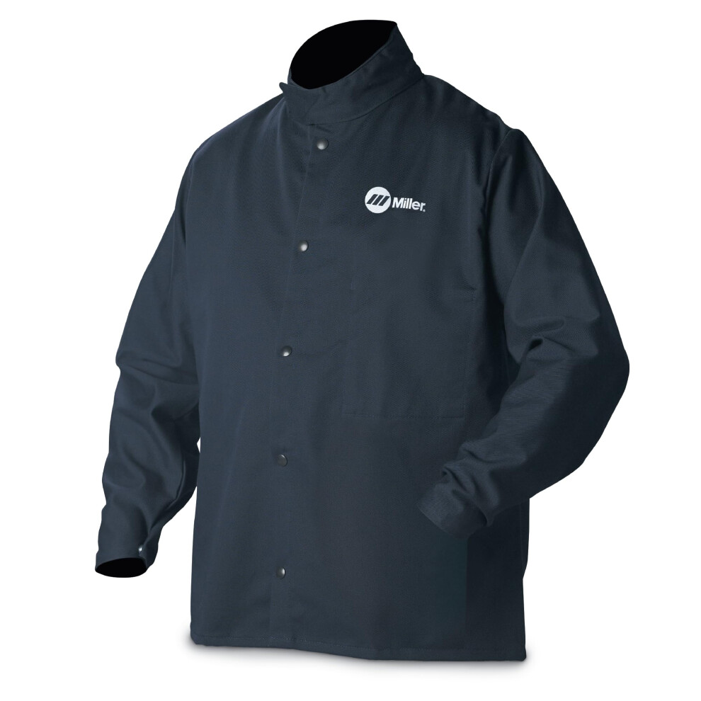 Veste de soudage classique Miller en tissu - Veste de soudage en coton bleu marine 9 oz XL - Veste de soudage pour usage quotidien pour hommes et femm