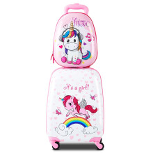 HONEY JOY Kids Luggage 12 Toddler Backpack & 16 Travel Suitcase with Wheels Lightweight Toddler Girls Suitcase Durable ABS Hardshell 2Pcs Carry On
