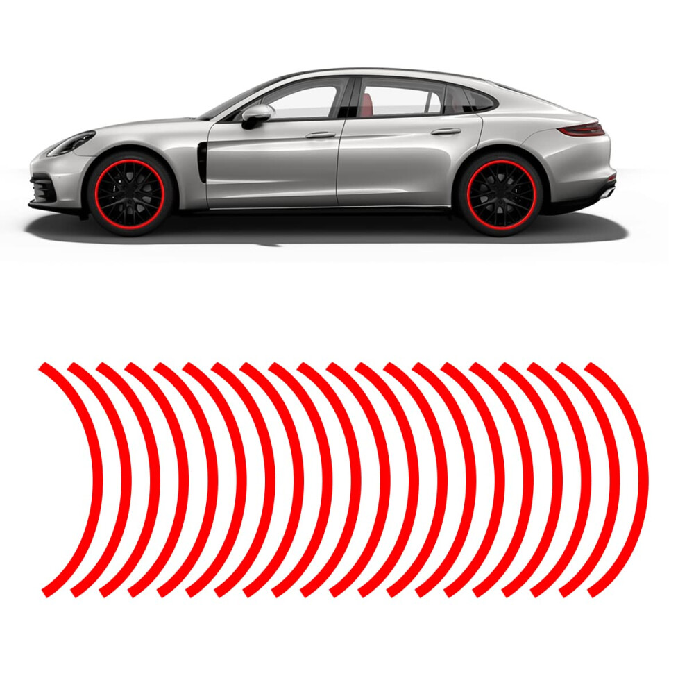 16Pcs 17-19 Reflective Wheel Rim Stripe Decal Car Wheel Rim Tapes Decoration Stickers Waterproof Night Safety Decals Automotive Accessories Universa 759388191038
