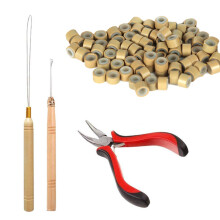 Orgrimmar Hair Extension Tool Kit Hair Extension Remove Pliers Pulling Hook 500 PCS Micro Silicone Rings Bead Device Tool Kits for Professional Hair S