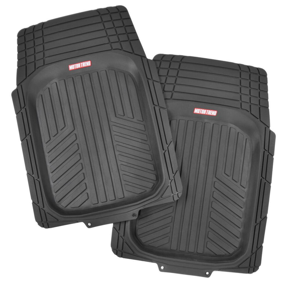 Motor Trend Flextough Plus-2 Piece Front Car Floor Mats- Contour Liners-Deep Dish Heavy Duty Rubber Floor Mats For Car Suv Truck & Van-All Weath Black 826942151392