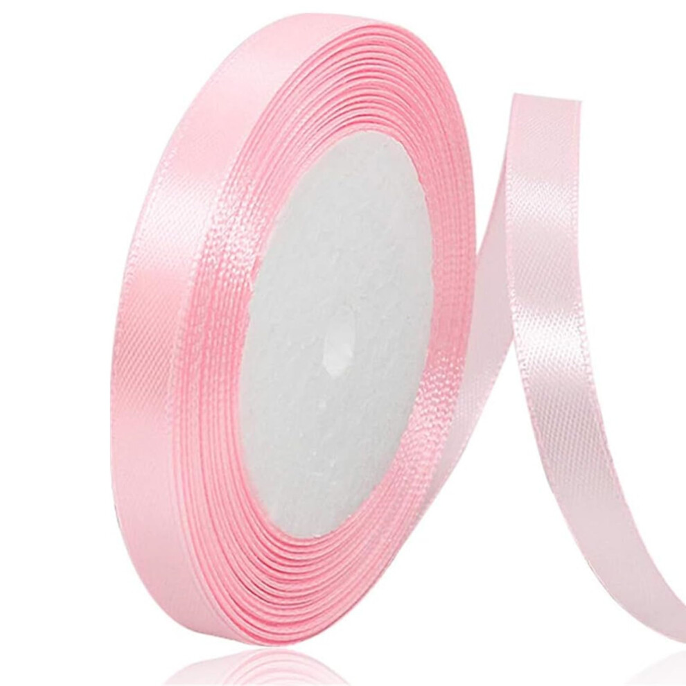 Nastro Di Raso Rosa In Tessuto Tinta Unita, Sottile, In Seta, Rosa Chiaro, 3/8 Pollici X 25 Iarde, Per Confezioni Regalo, Fiocchi Per Capelli, Cr-image