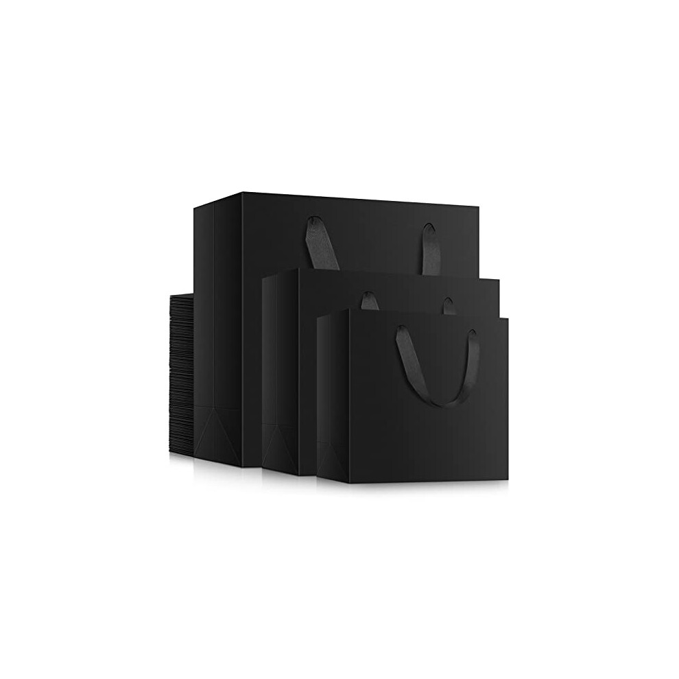 Eusoar Torby Do Pakowania Prezentw Luzem 30 Szt. Czarne, Wytrzymale, Wielokrotnego Uzytku, Z Uchwytem Recznym, Torby Kraft W 3 Rozmiarach, Nadaj-image
