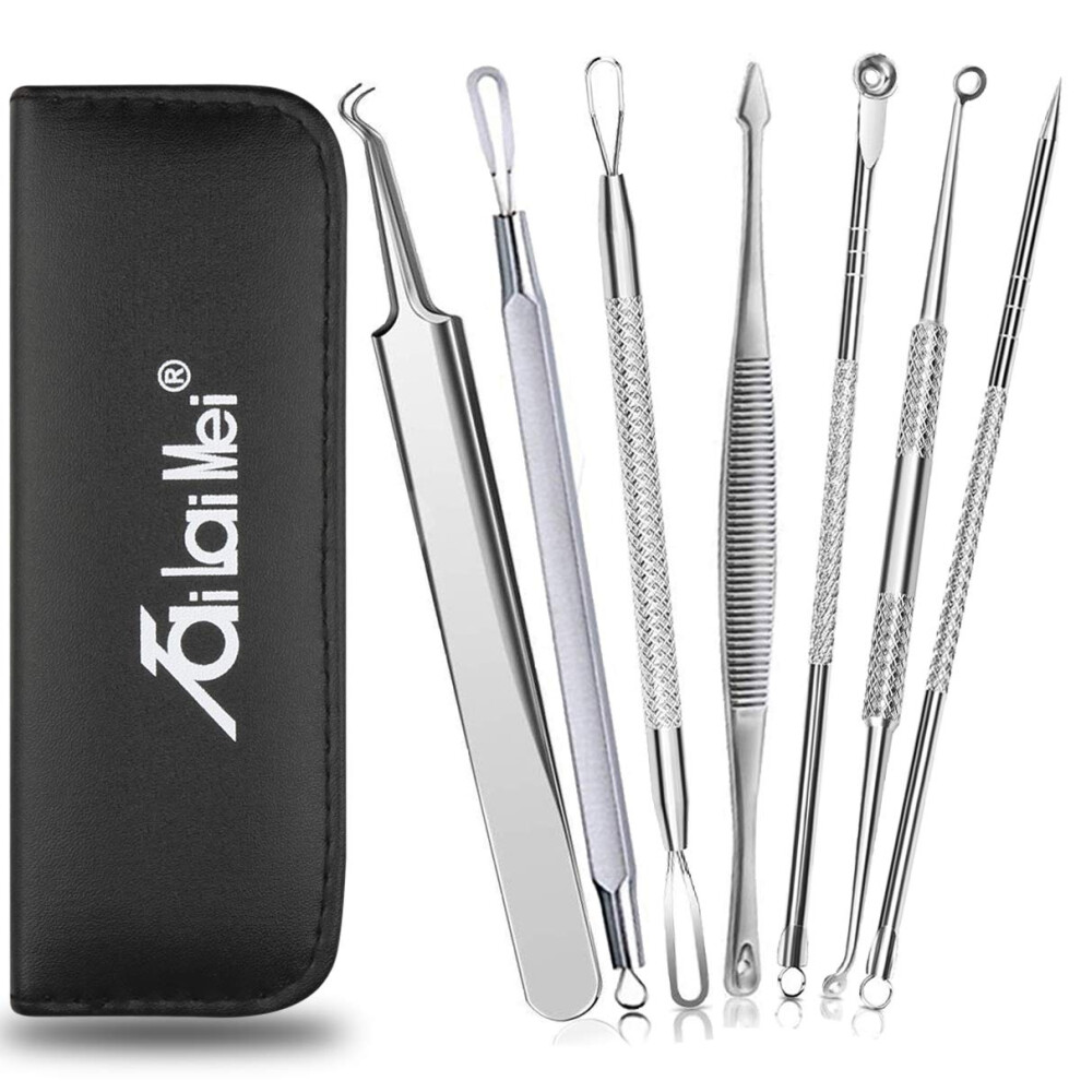 Tailaimei 7-Piece Blackhead Remover Kit - Pimple Comedone Extractor Tool Set For Facial Acne And Treatment For Blemish Whitehead Popping Zit Removing For Risk