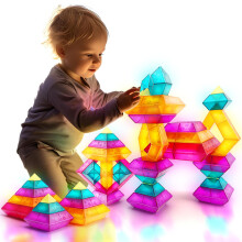 8218A 30-Piece Pyramid Stacking Blocks for Toddlers & Preschool | STEM Light Table Educational Toys for Ages 2-6